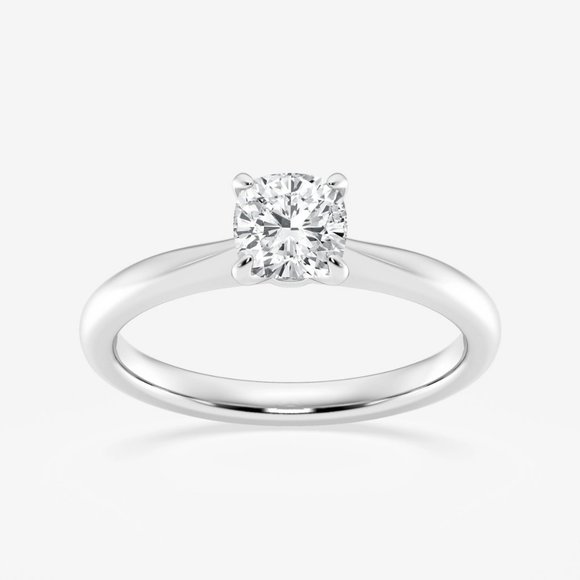 3/4 ctw Cushion Lab Grown Diamond Petite Solitaire Engagement Ring - Picture 1 of 6